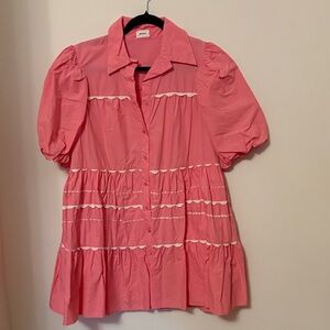 New aureus pink peach size medium Ruffled Short Sleeve Dress